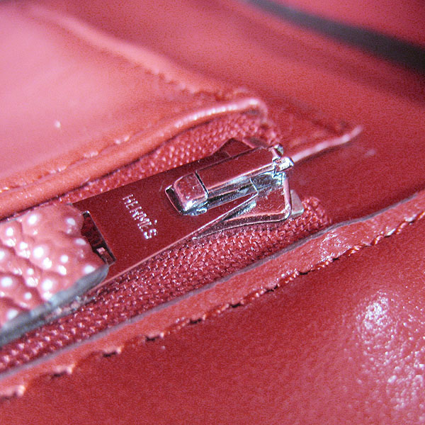 High Quality Fake Hermes Birkin 35CM Pearl Veins Leather Bag Red 6089 - Click Image to Close